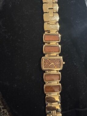 DKNY Gold and Brown Stainless Steel Bracelet Watch